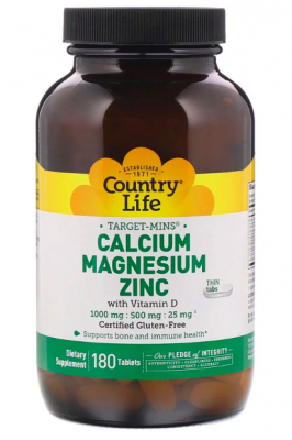 Акція на Country Life Target-Mins Calcium Magnesium Zinc 180 Tabs Кальций магний цинк від Stylus