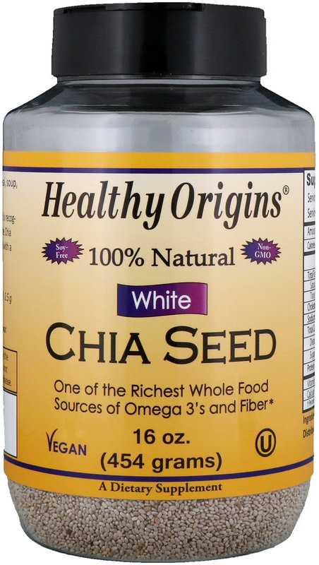 

Healthy Origins 100% Natural White Chia Seed 16 oz (454 g) 100% натуральне біле насіння Чіа