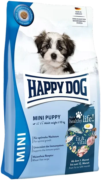 Акція на Сухой корм Happy Dog fit & vital Mini Puppy для щенков мелких пород весом до 10 кг от 1 до 12 месяцев 4 кг (61203) від Stylus