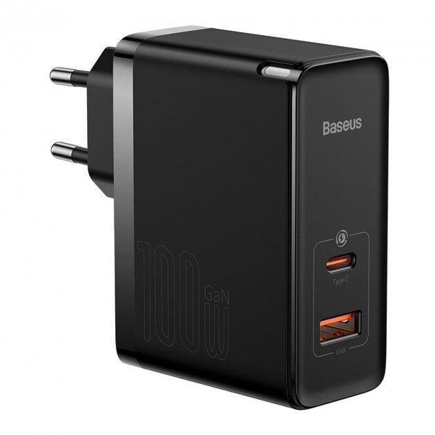 Акція на Baseus Wall Charger GaN5 Pro USB+USB-C 100W Black with USB-C Сable (CCGP090201) від Y.UA